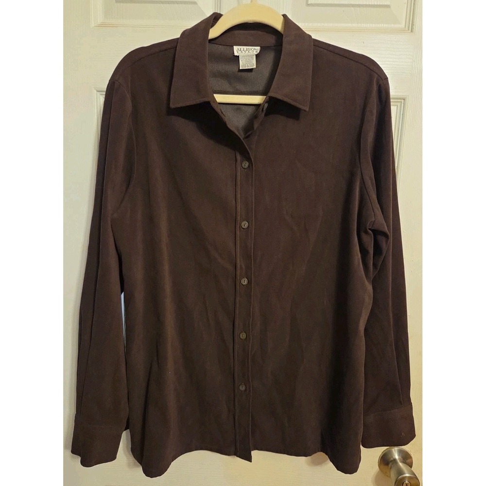 allison taylor blouse Brown Long Sleeve Button Down XL